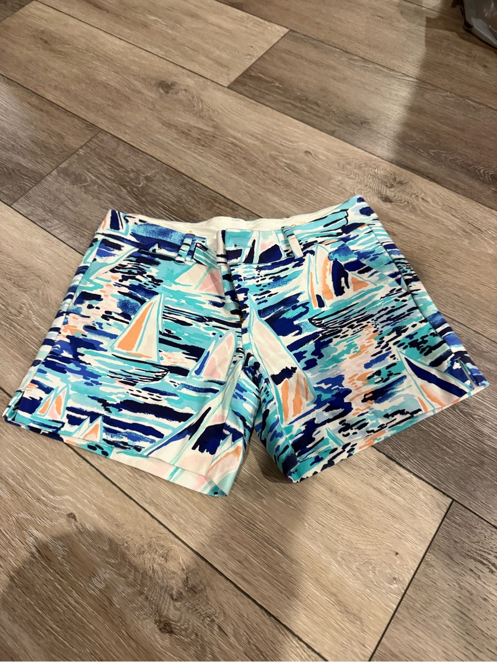 Lilly Pulitzer Sailboat Print Shorts - Aqua, Navy & Peach